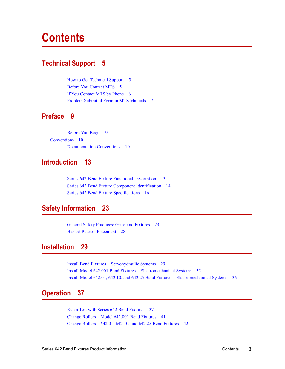 MTS Series 642 Bend Fixtures User Manual | Page 3 / 46