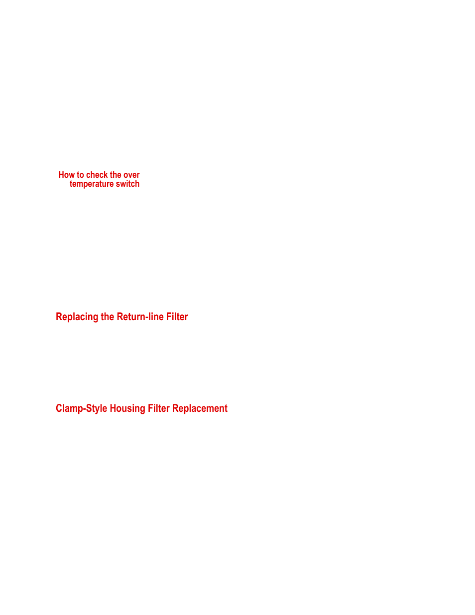 Replacing the return-line filter, Clamp-style housing filter replacement, Replacing the return-line filter 94 | Clamp-style housing filter replacement 94 | MTS Series 505 SilentFlo Hydraulic Power Unit Model 505-180 User Manual | Page 94 / 118