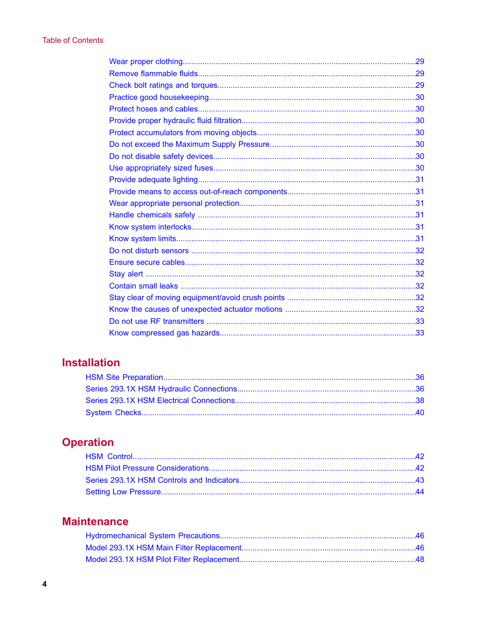 Installation, Operation, Maintenance | MTS Hydraulic Service Manifold Model 293-12B User Manual | Page 4 / 52