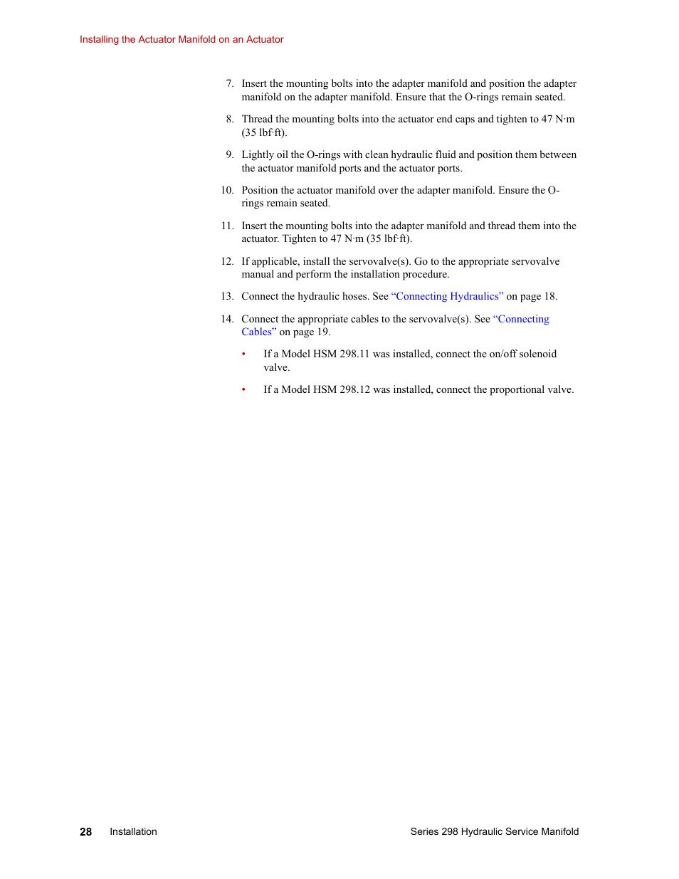 MTS Series 298 Hydraulic Service Manifold User Manual | Page 28 / 38