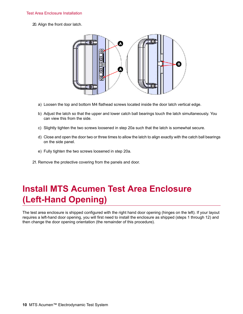 MTS Acumen Electrodynamic Test Area Enclosure User Manual | Page 10 / 18