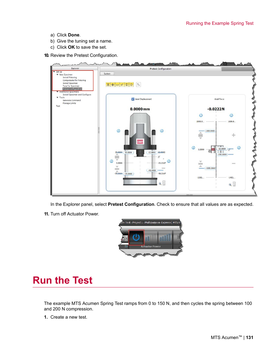 Run the test | MTS Acumen User Manual | Page 131 / 208