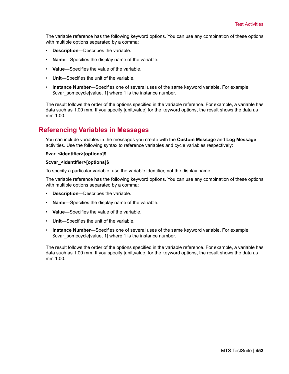 Referencing variables in messages | MTS Multipurpose Elite User Manual | Page 453 / 662