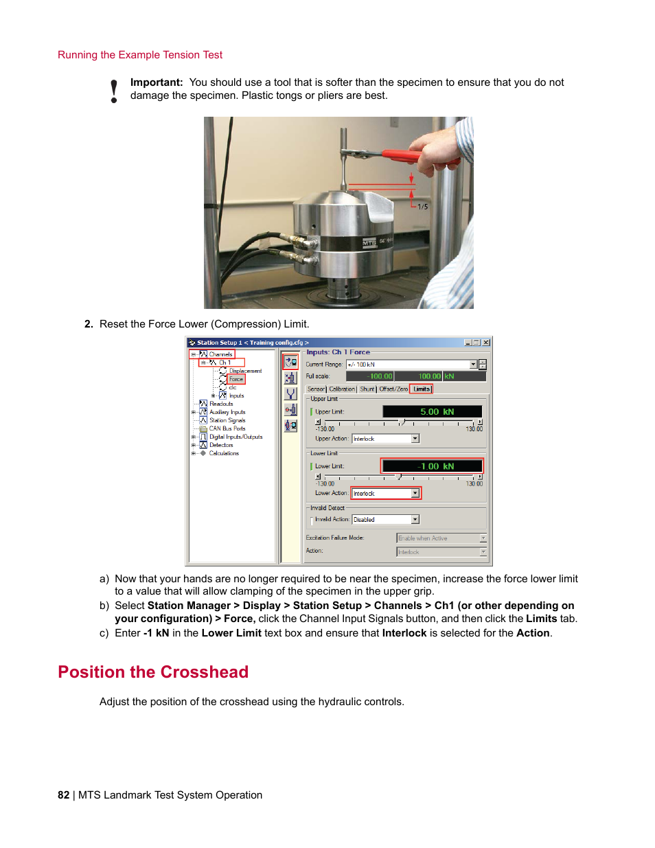 Position the crosshead | MTS Landmark TWX User Manual | Page 82 / 162