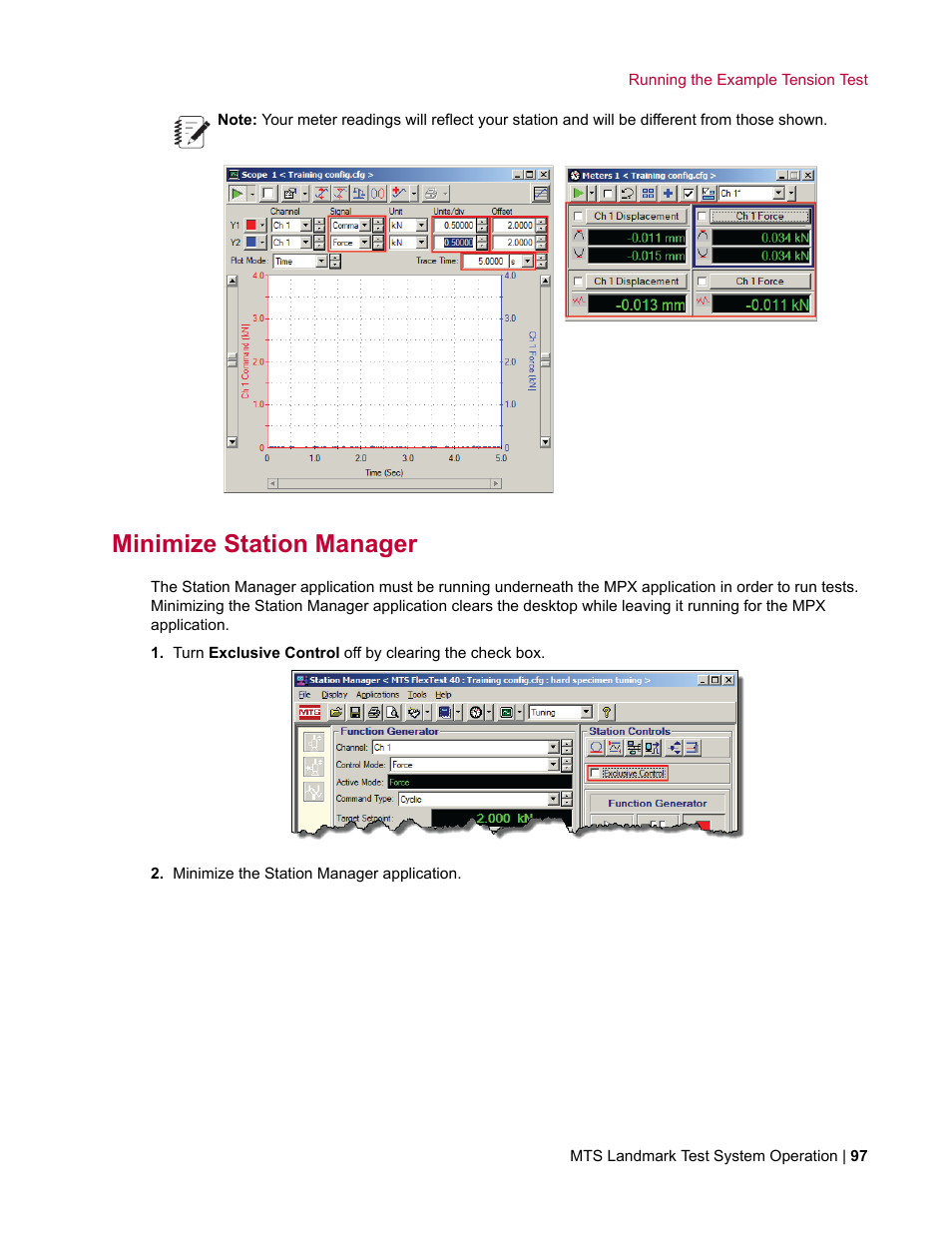 Minimize station manager | MTS Landmark TWX User Manual | Page 97 / 162