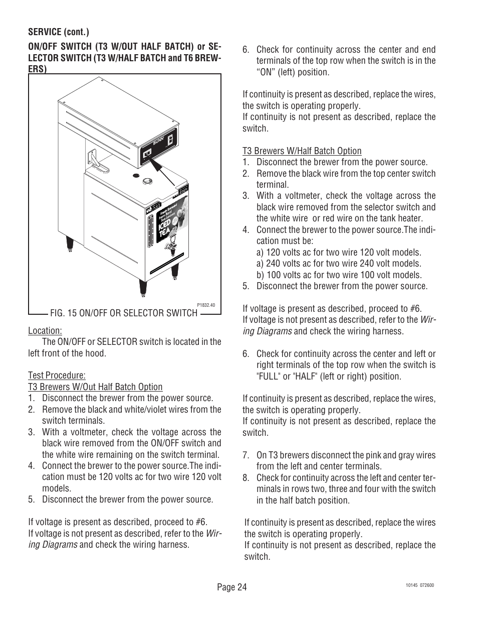 Bunn T6A User Manual | Page 24 / 30