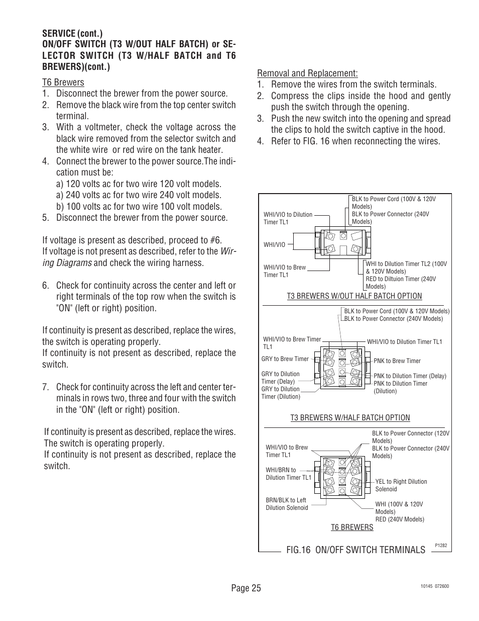 Wir- ing diagrams | Bunn T6A User Manual | Page 25 / 30