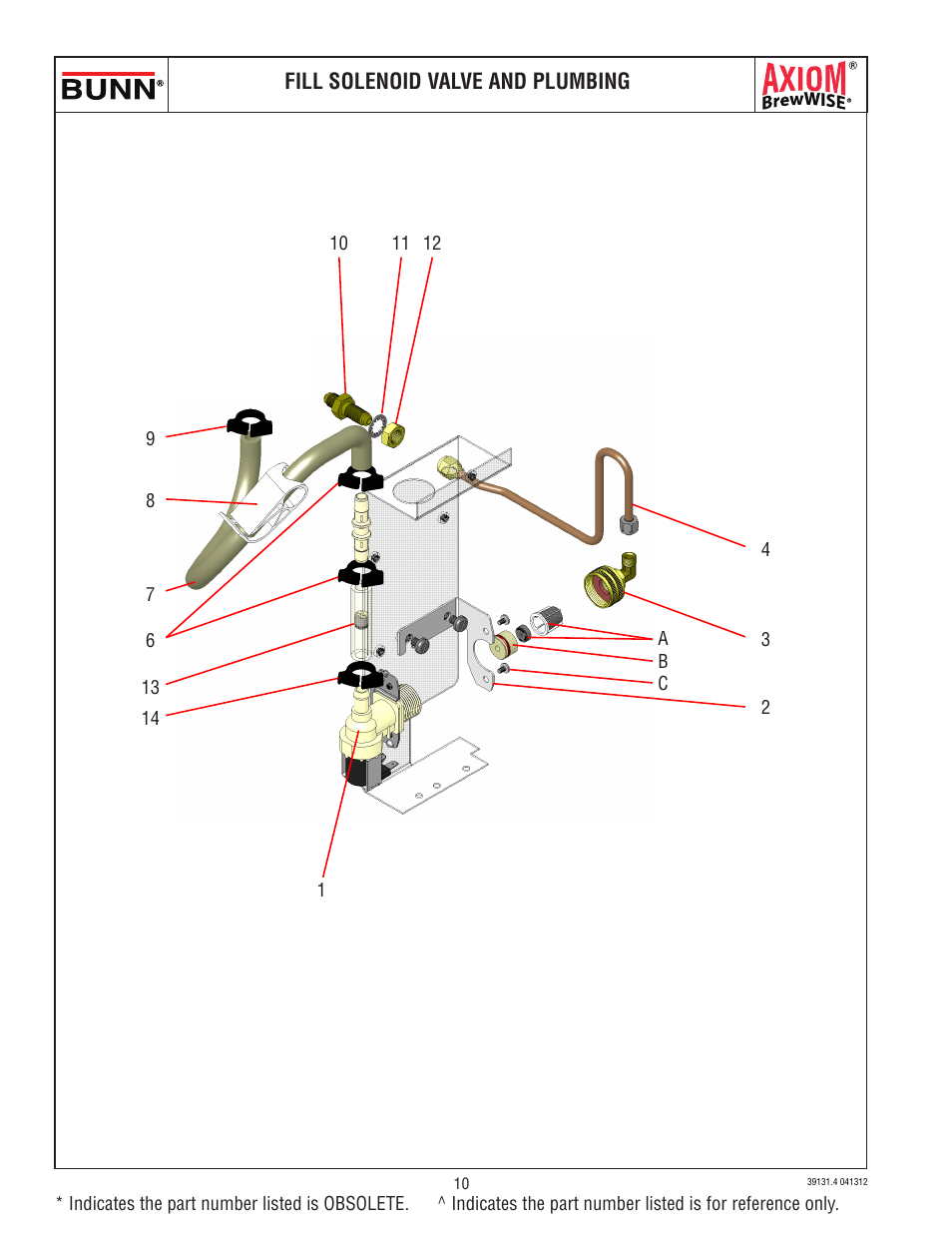 Fill solenoid valve and plumbing | Bunn AXIOM BREWWISE 39131.0004B User Manual | Page 10 / 19