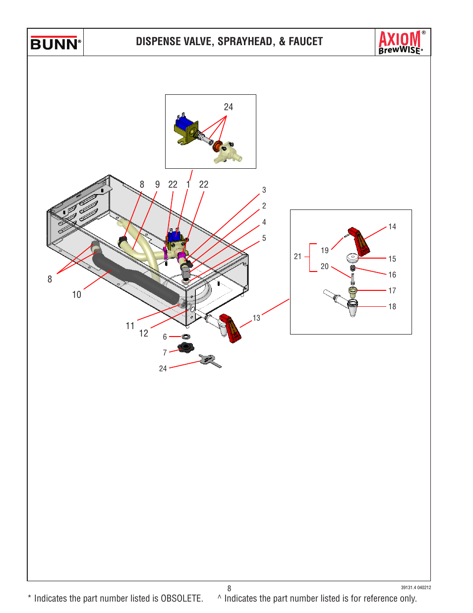 Dispense valve, sprayhead, & faucet | Bunn AXIOM BREWWISE 39131.0004B User Manual | Page 8 / 19