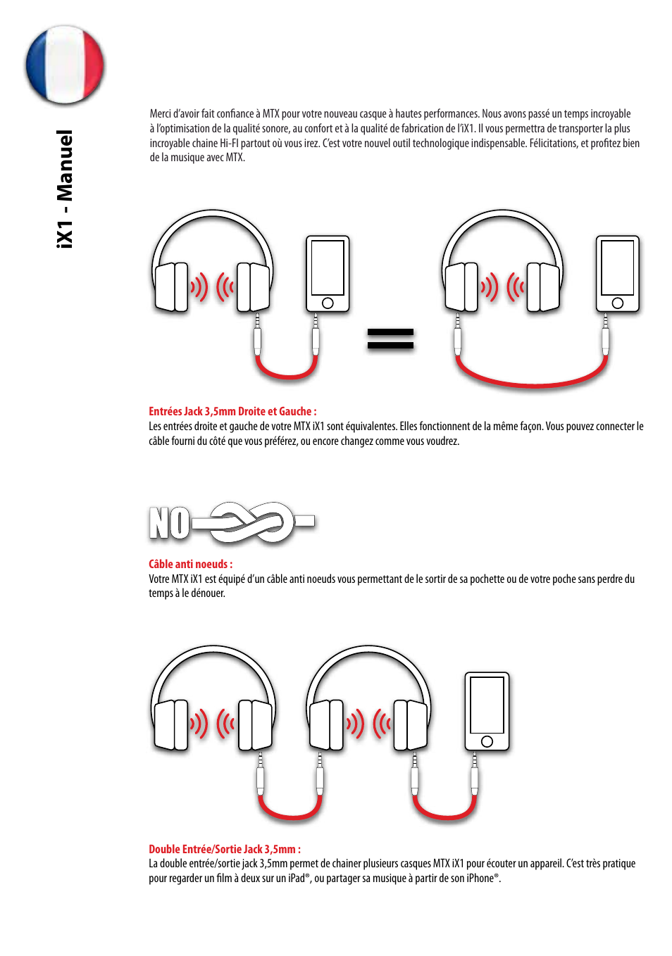 Ix1 - manuel | MTX Audio StreetAudio iX1 WHITE On Ear Headphones User Manual | Page 4 / 10