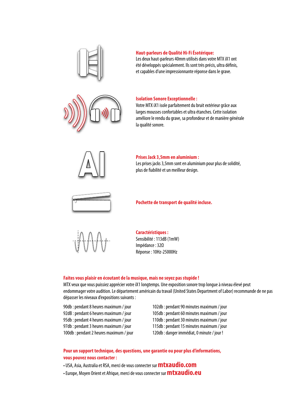 Mtxaudio.eu | MTX Audio StreetAudio iX1 WHITE On Ear Headphones User Manual | Page 5 / 10