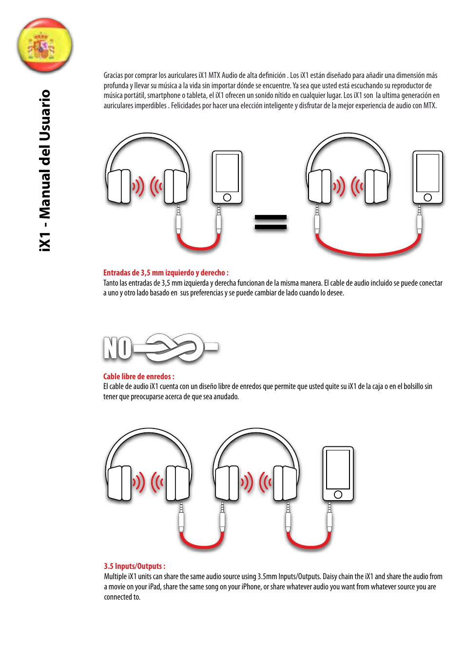 Ix1 - manual del u suario | MTX Audio StreetAudio iX1 WHITE On Ear Headphones User Manual | Page 6 / 10