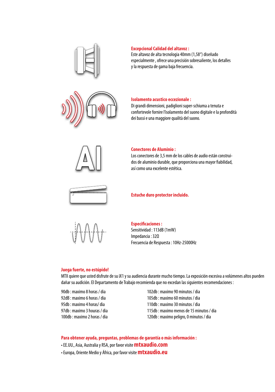 Mtxaudio.eu | MTX Audio StreetAudio iX1 WHITE On Ear Headphones User Manual | Page 7 / 10