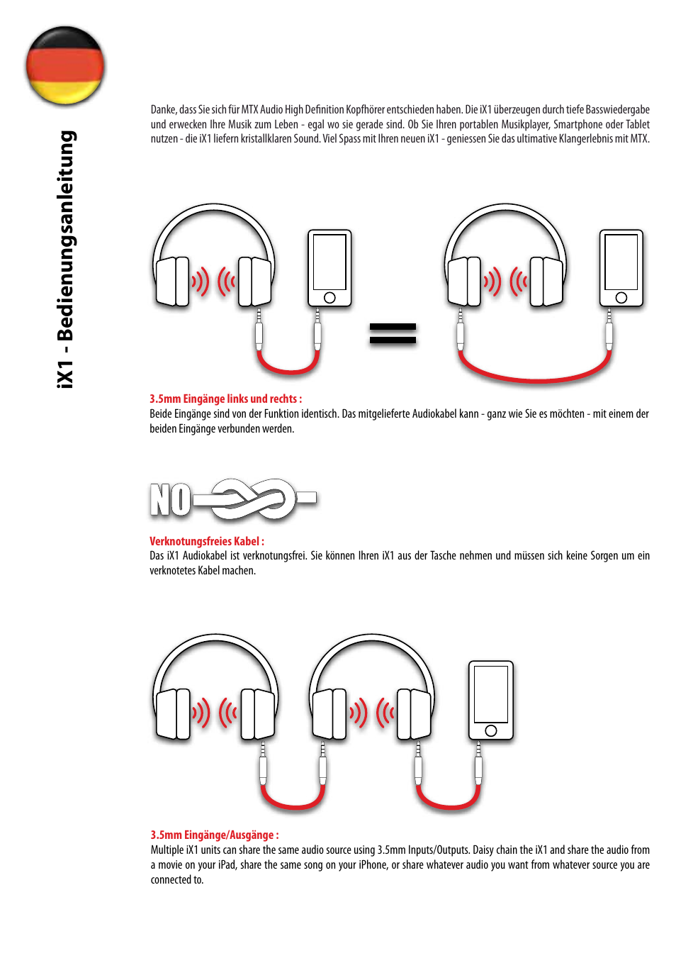 Ix1 - b edienungsanleitung | MTX Audio StreetAudio iX1 WHITE On Ear Headphones User Manual | Page 8 / 10