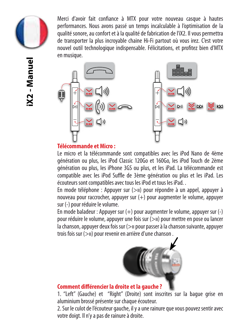 Ix2 - manuel | MTX Audio StreetAudio iX2 RED In Ear Headphones User Manual | Page 4 / 8