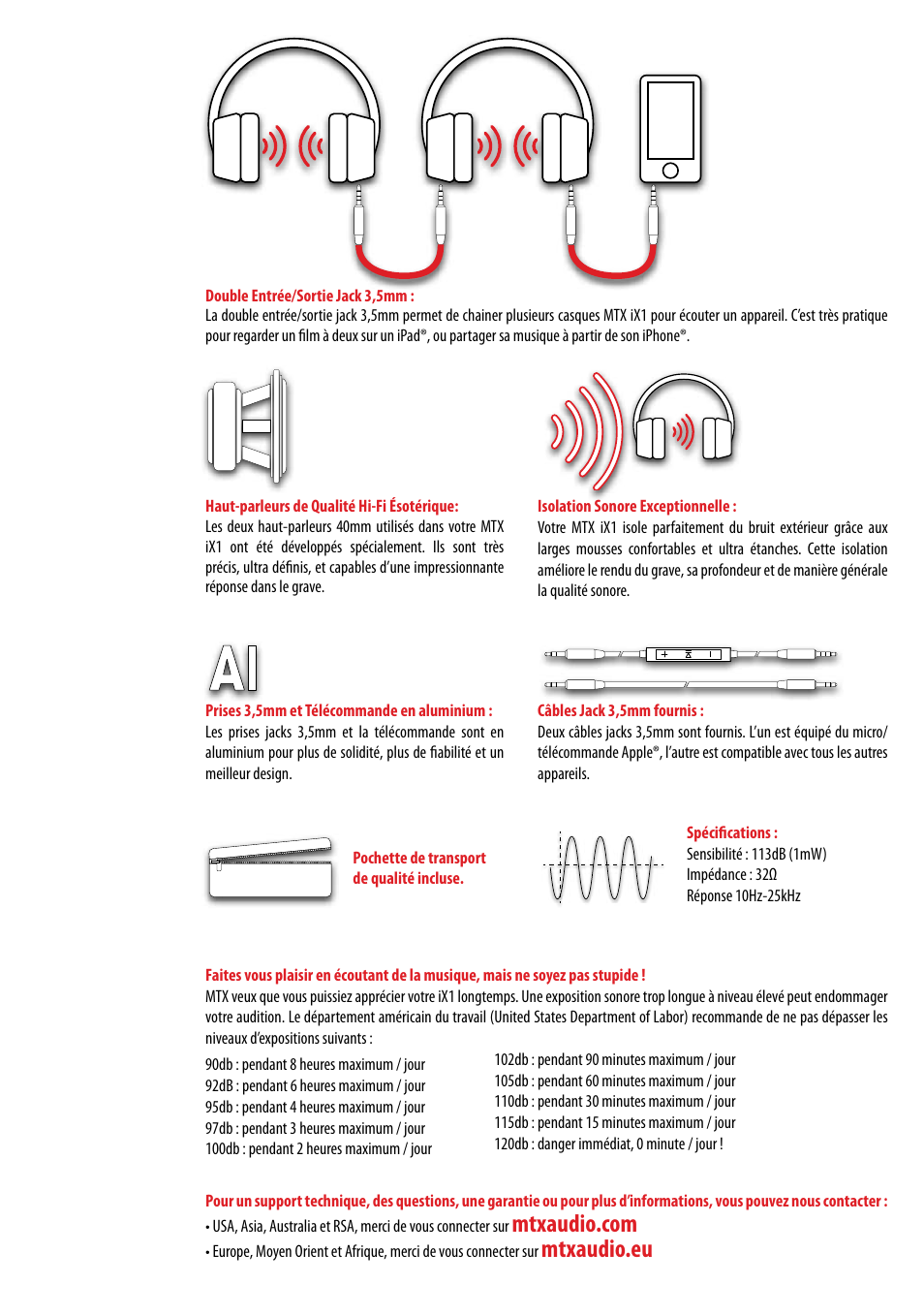 Mtxaudio.eu | MTX Audio StreetAudio iX1 BLACK On Ear Headphones User Manual | Page 5 / 20