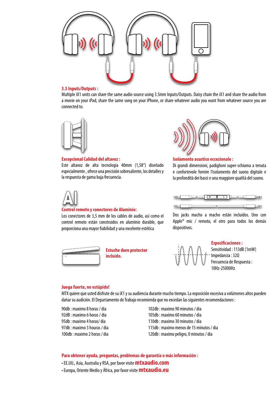 Mtxaudio.eu | MTX Audio StreetAudio iX1 BLACK On Ear Headphones User Manual | Page 7 / 20