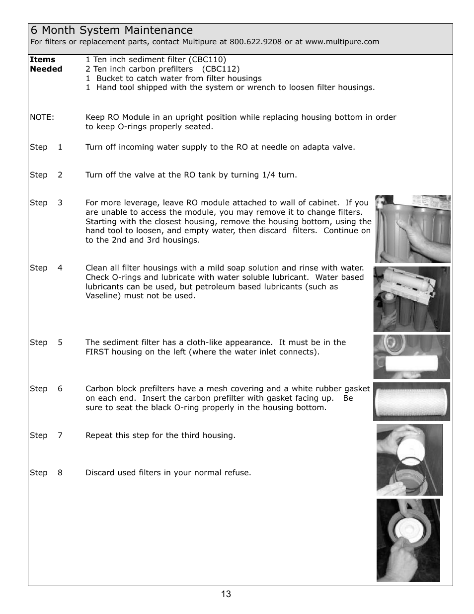 6 month system maintenance | Purenex Multipure Aqua RO System User Manual | Page 13 / 27