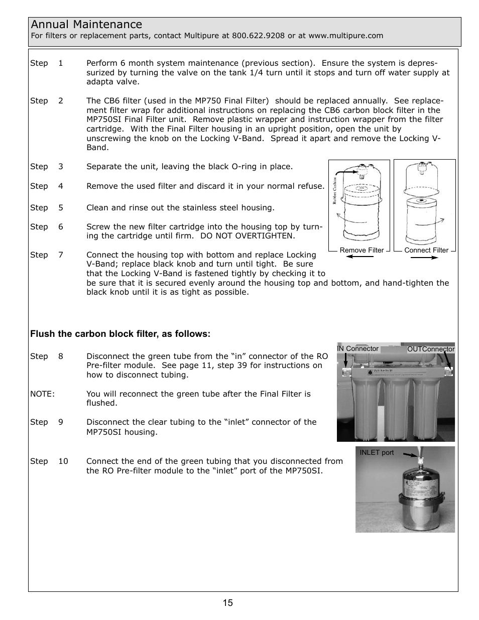 Annual maintenance | Purenex Multipure Aqua RO System User Manual | Page 15 / 27