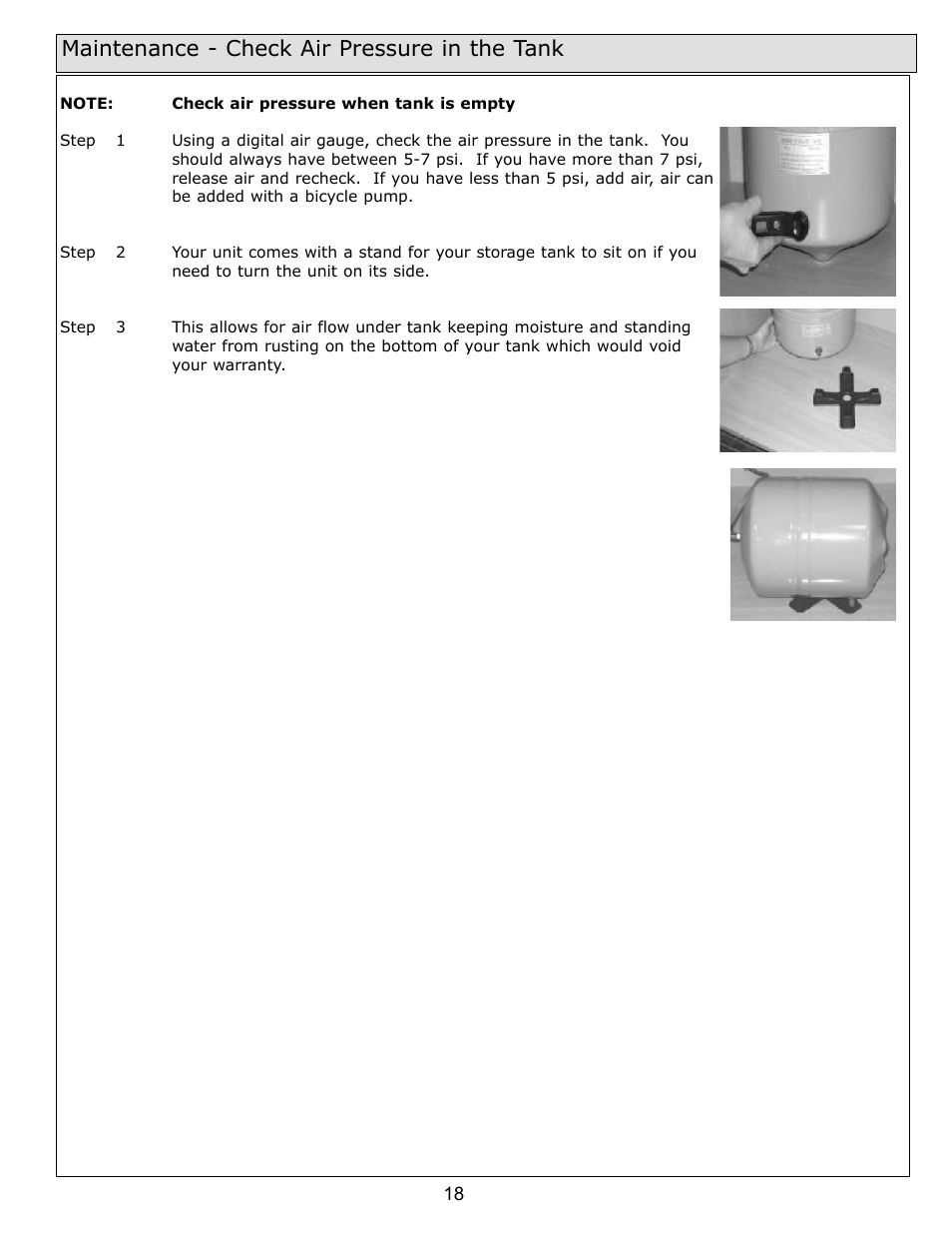 Maintenance - check air pressure in the tank | Purenex Multipure Aqua RO System User Manual | Page 18 / 27