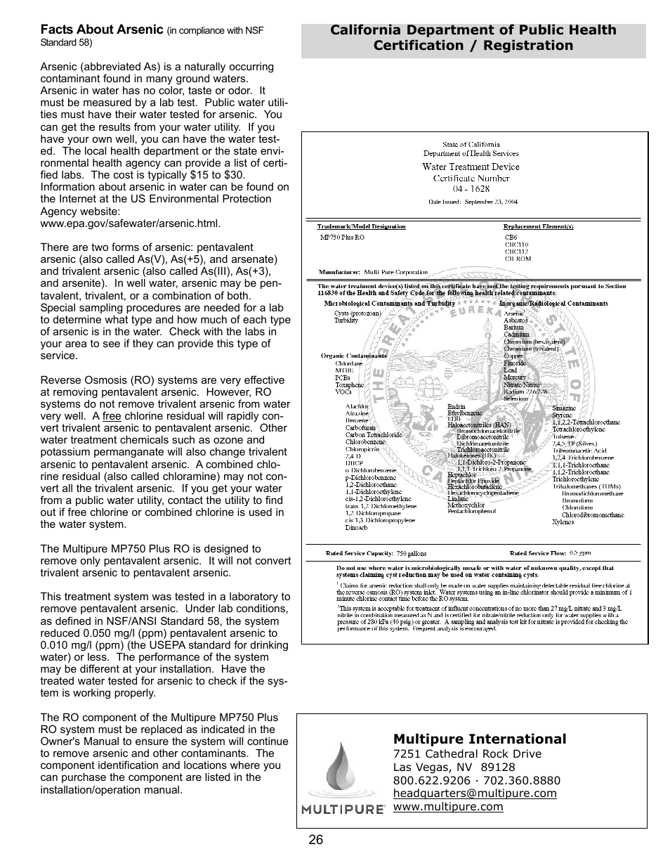 Purenex Multipure Aqua RO System User Manual | Page 26 / 27