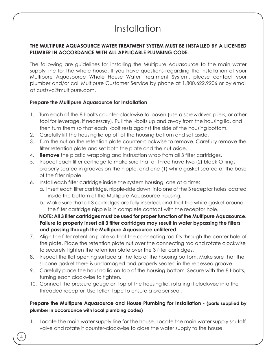 Installation | Purenex Multipure Aquasource User Manual | Page 6 / 12