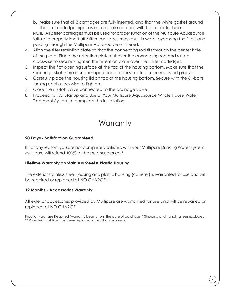 Warranty | Purenex Multipure Aquasource User Manual | Page 9 / 12