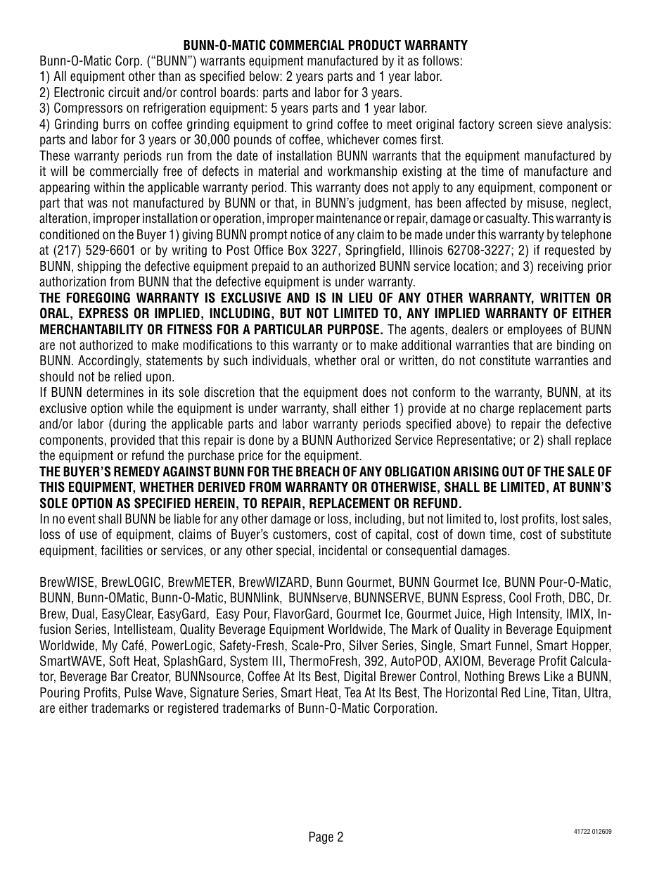 Bunn TB3Q-LP User Manual | Page 2 / 27