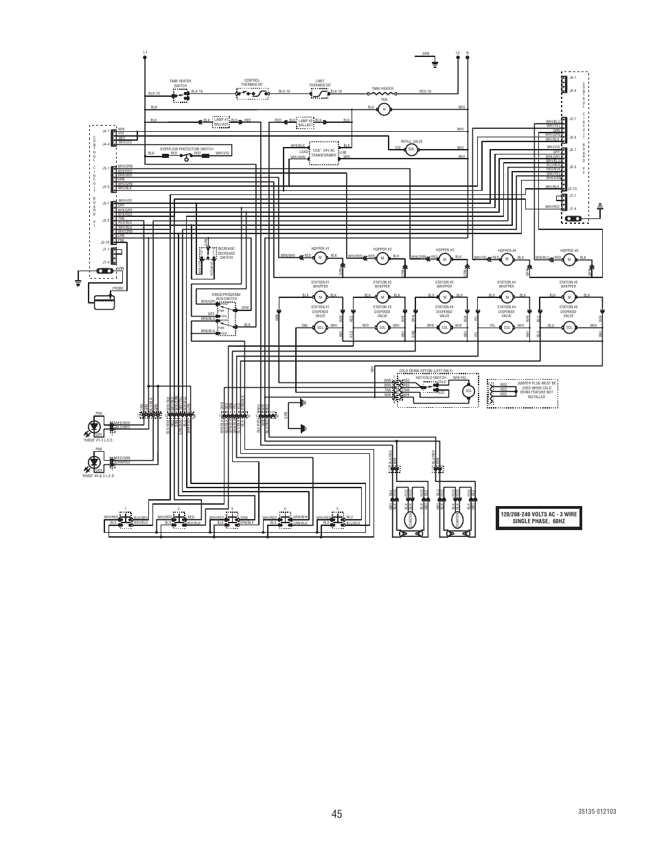 Schematic wiring diagram fmd-5 | Bunn FMD-5 User Manual | Page 45 / 45