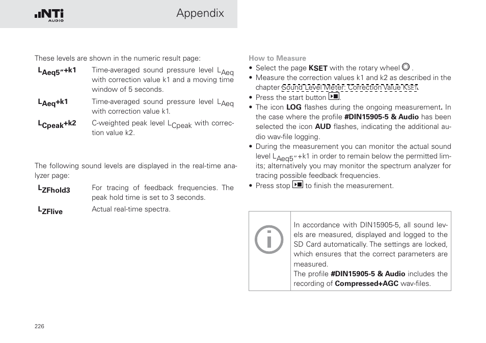 Appendix | NTi Audio XL2 Sound Level Meter User Manual | Page 226 / 240