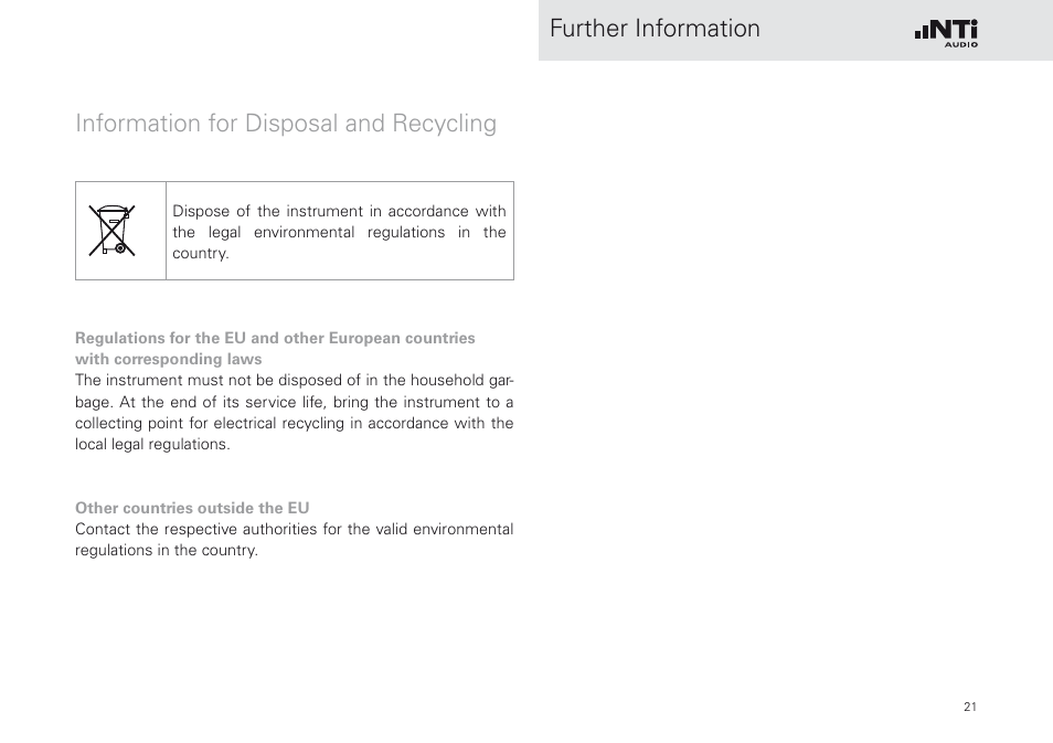 NTi Audio M2230-WP User Manual | Page 21 / 28