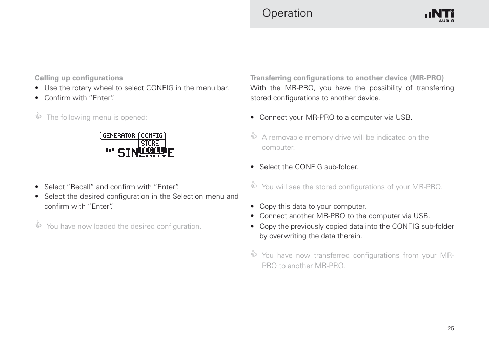 Operation | NTi Audio Minirator MR-PRO User Manual | Page 25 / 52