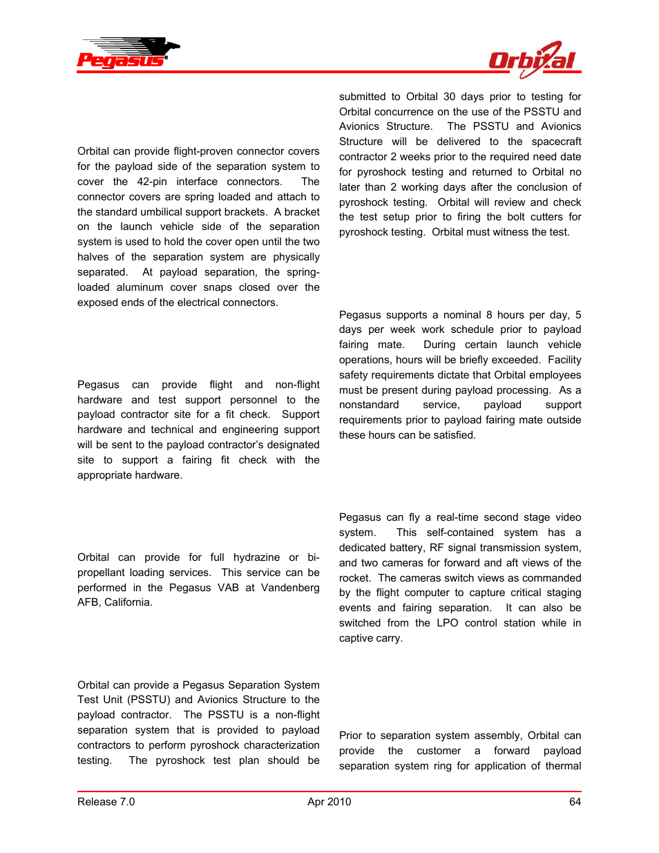 Pegasus user’s guide | Orbital Pegasus User Manual | Page 75 / 92