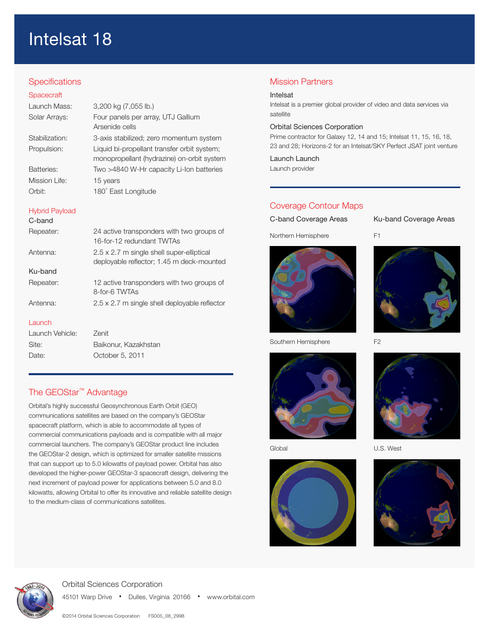 Intelsat 18 | Orbital Intelsat 18 User Manual | Page 2 / 2