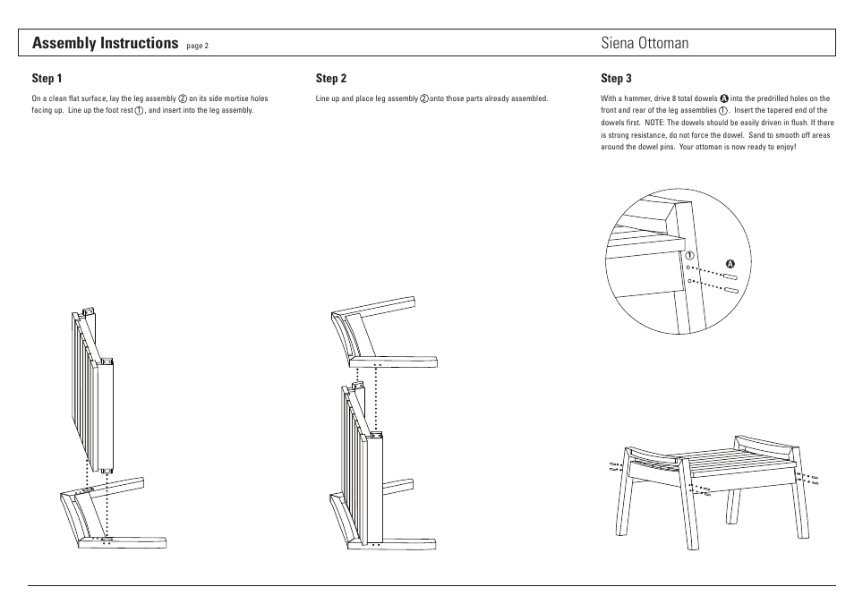 Assembly instructions, Siena ottoman | Oxford Garden Siena Ottoman User Manual | Page 2 / 2