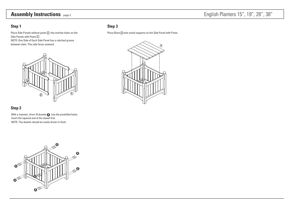 Assembly instructions | Oxford Garden 15 English Planter User Manual | Page 2 / 2