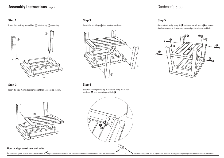 Assembly instructions, Gardener’s stool | Oxford Garden Gardeners Stool User Manual | Page 2 / 2