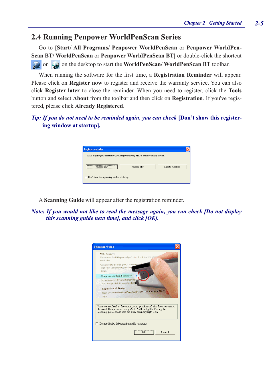 4 running penpower worldpenscan series, 4 running penpower worldpenscan series -5 | Penpower WorldPenScan (Win) User Manual | Page 12 / 36