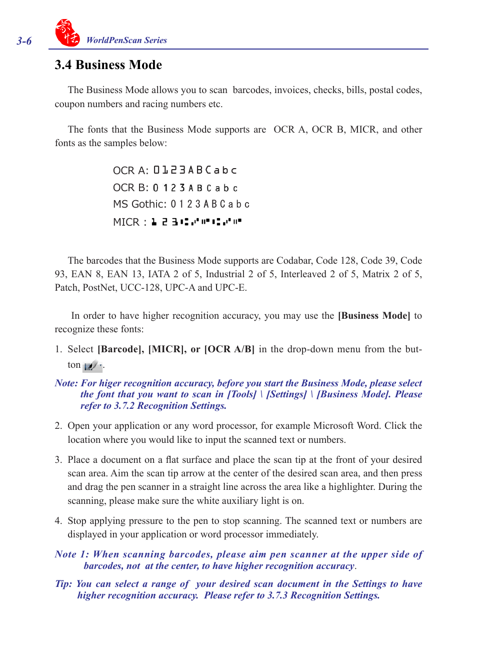 4 business mode, 4 business mode -6 | Penpower WorldPenScan (Win) User Manual | Page 22 / 36