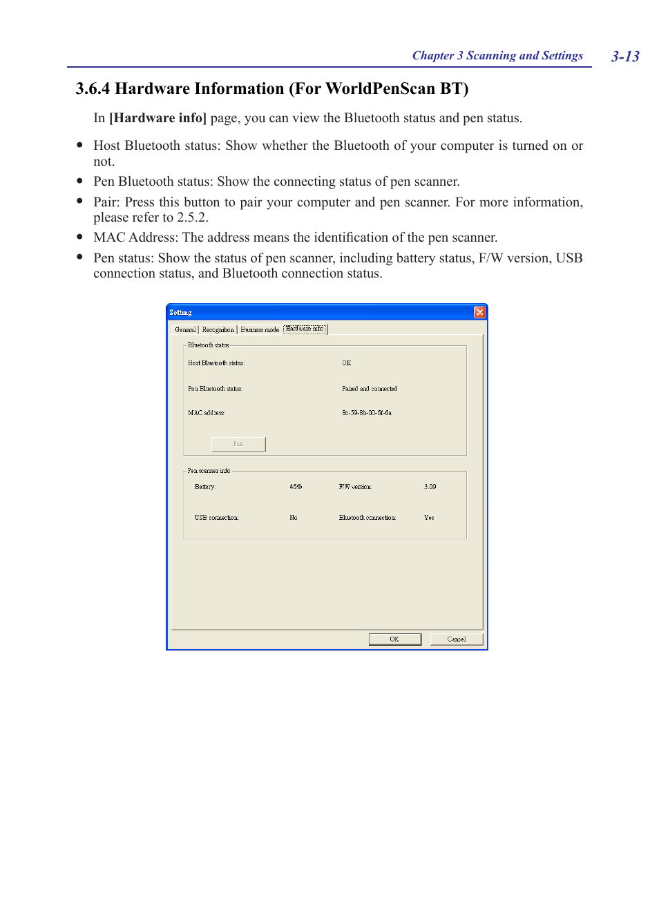 4 hardware information (for worldpenscan bt), 4 hardware information (for worldpenscan bt) -13 | Penpower WorldPenScan (Win) User Manual | Page 29 / 36
