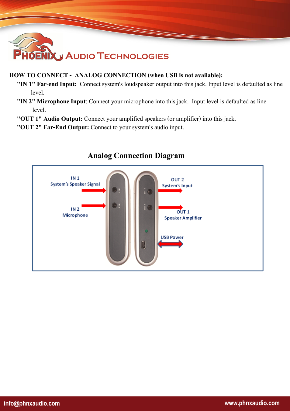 Analog connection diagram | Phoenix Audio Technologies MT107E-HD User Manual | Page 4 / 7