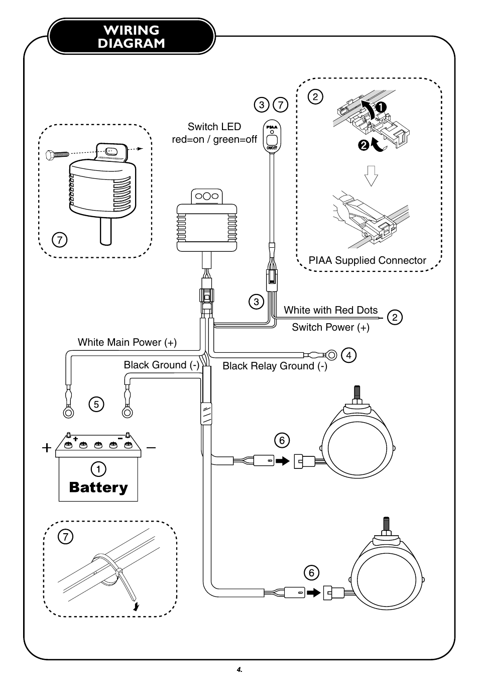 Wiring diagram | PIAA 910 Touring User Manual | Page 5 / 8