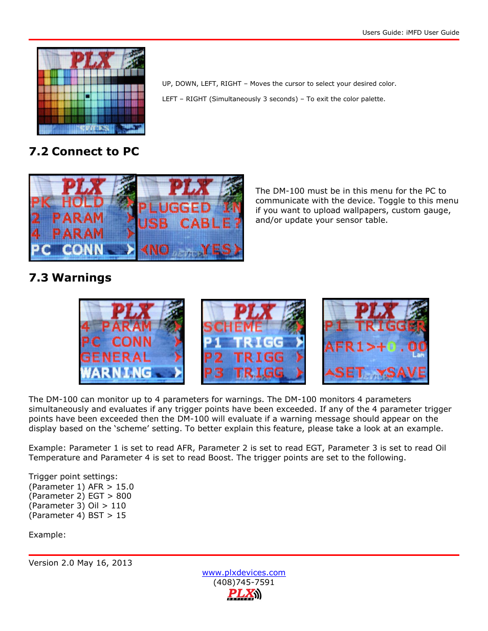 Connect to pc, Warnings, 2 connect to pc | 3 warnings | PLX Devices DM-100 OBDII Touch User Manual | Page 20 / 23