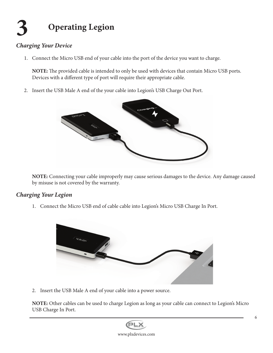 Operating legion | PLX Devices Legion 5,500 mAh User Manual | Page 6 / 14