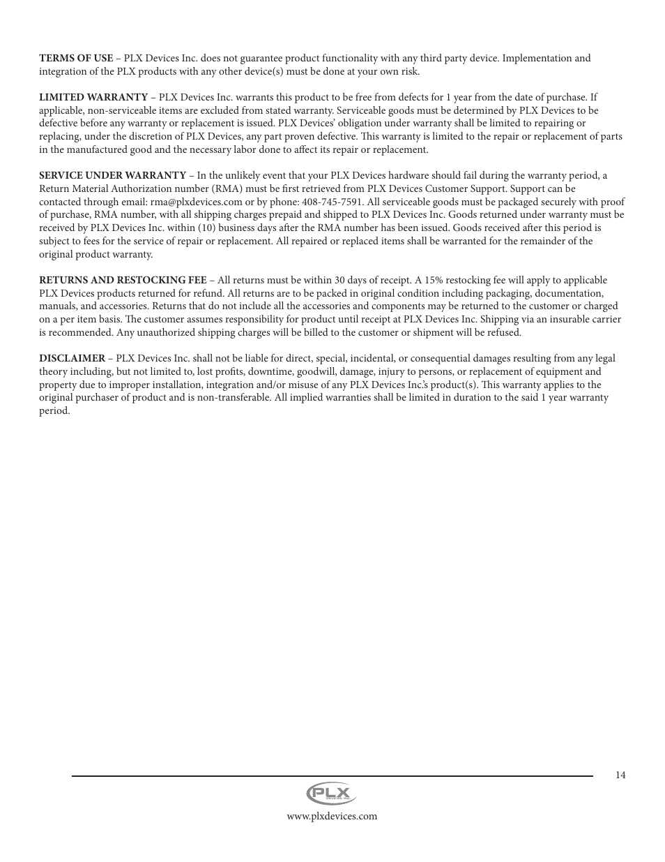 PLX Devices Legion Gen1 11,000 mAh User Manual | Page 14 / 14