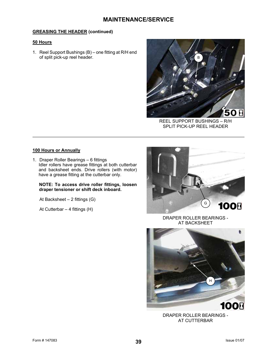 Maintenance/service | MacDon 974 FlexDraper User Manual | Page 41 / 95