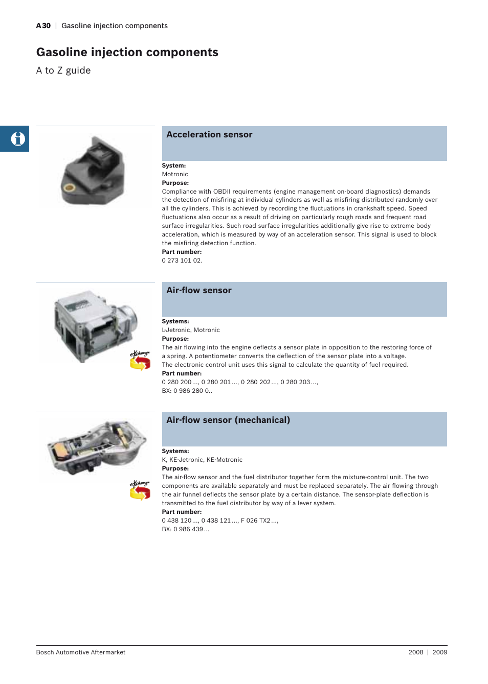Gasoline injection components, A to z guide | Bosch 2008 User Manual | Page 32 / 75