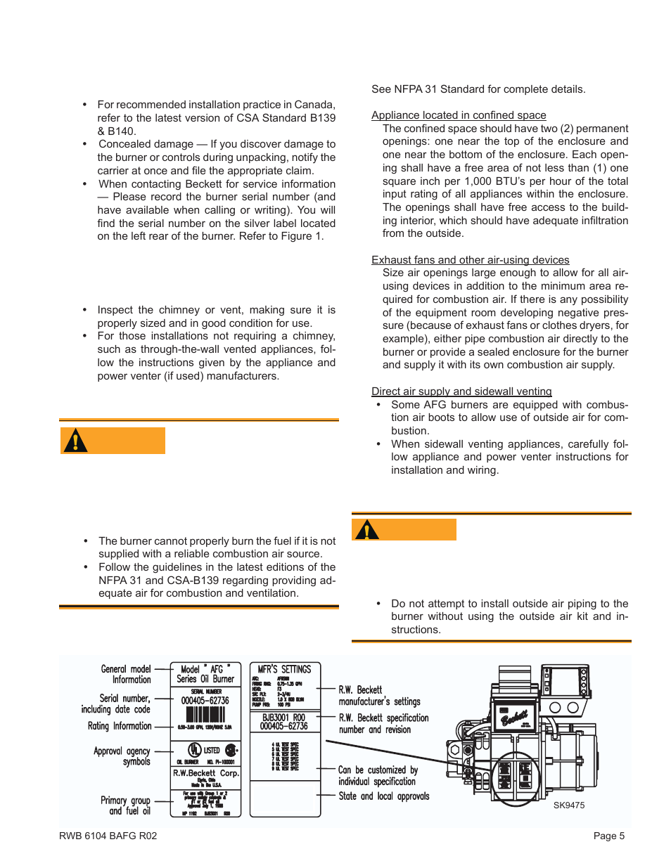 Inspect/prepare installation site | Beckett AFG User Manual | Page 5 / 16