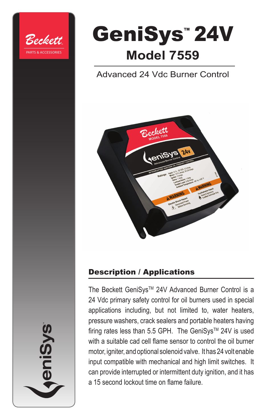 Beckett GENISYS 7559 User Manual | 8 pages