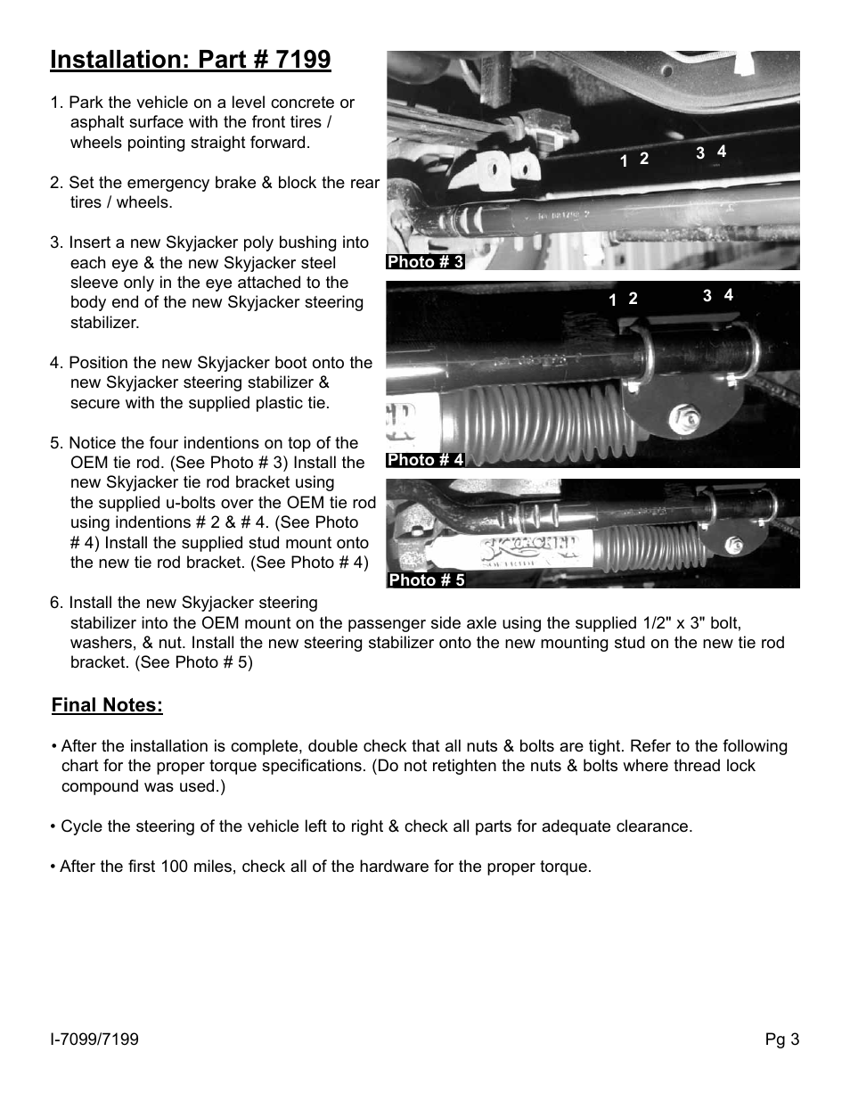 Installation: part # 7199 | Skyjacker HB-7199 User Manual | Page 3 / 4